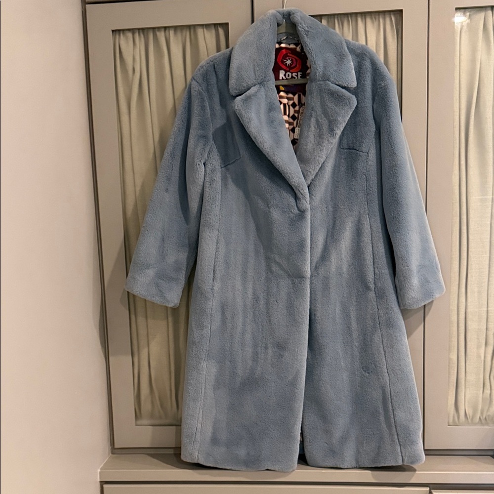 Baby Blue Faux Fur Coat